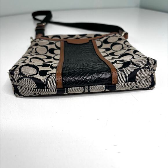 Coach Signature Snake Print Crossbody Bag Leather, Canvas - Picture 5 of 10